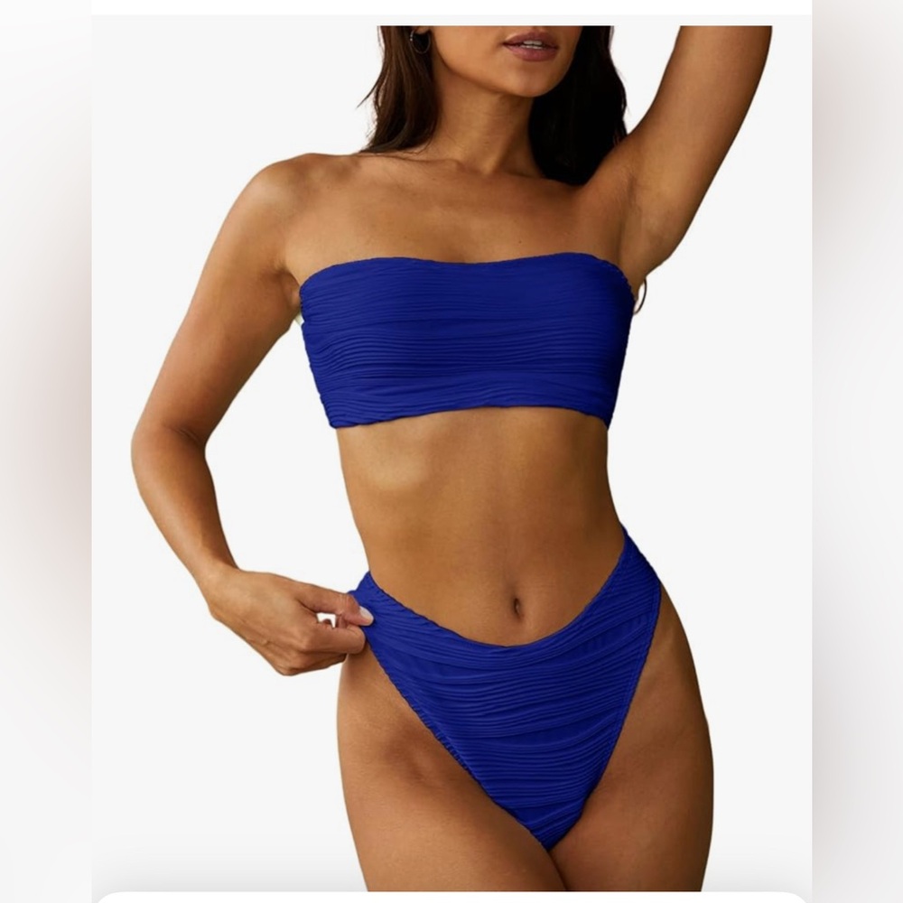 Zaful Royal Blue and White Bikini Set